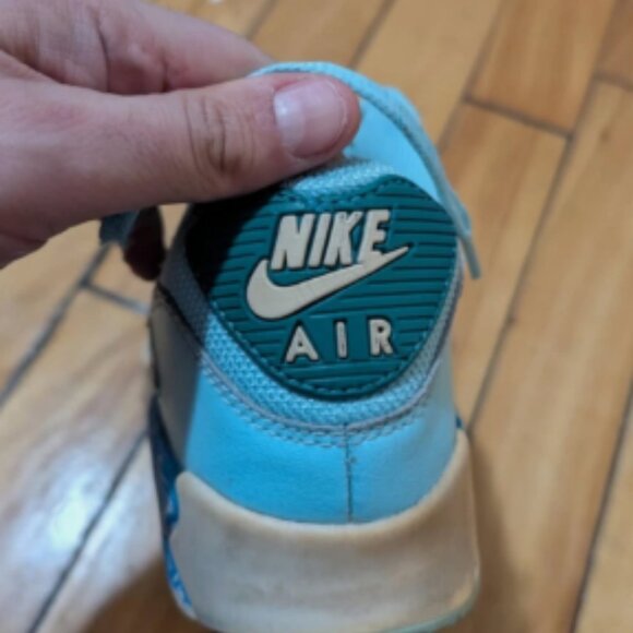 Nike Air Max 90 Frozen 724875-400 Sz 5.5Y Youth Used Elsa Snowflake Blue Green - Picture 4 of 7